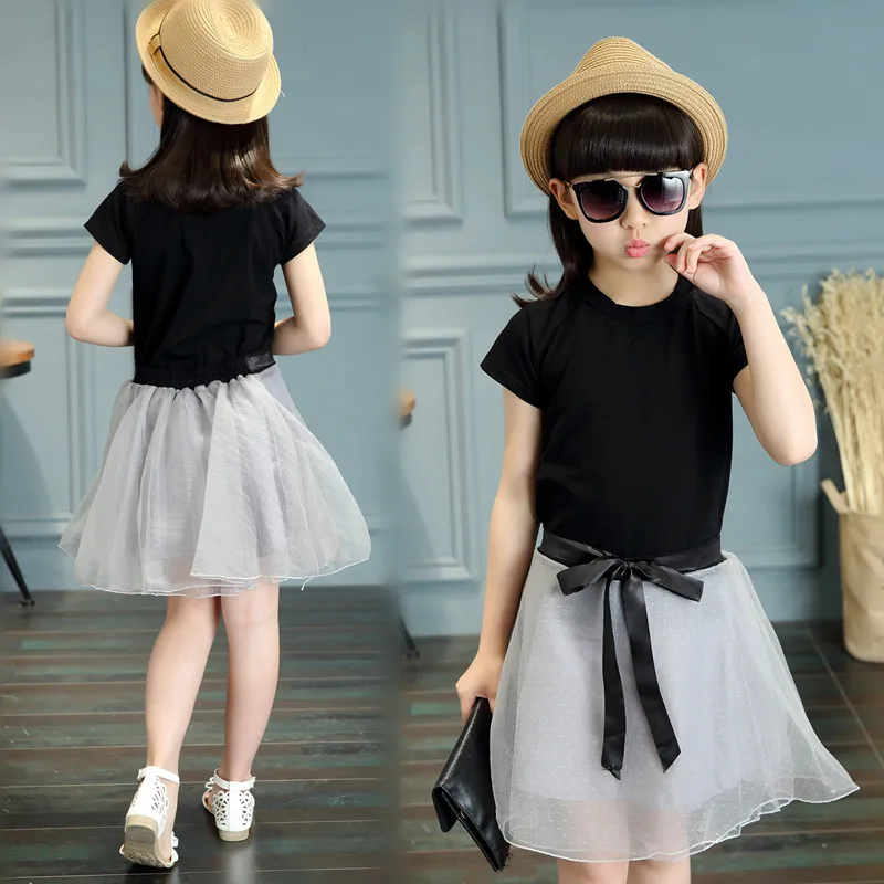 

Children Shirt 2019 Childrenswear Summer Korean-style Girls off-Shoulder Set Girls Dress
