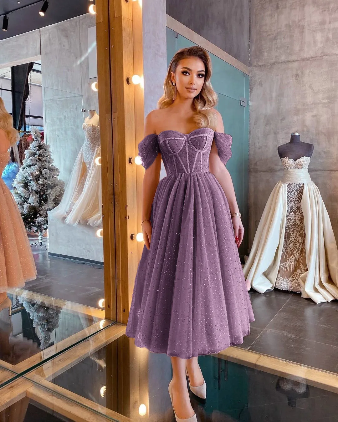 Pink Dotted Tulle Dresses Women Off The 