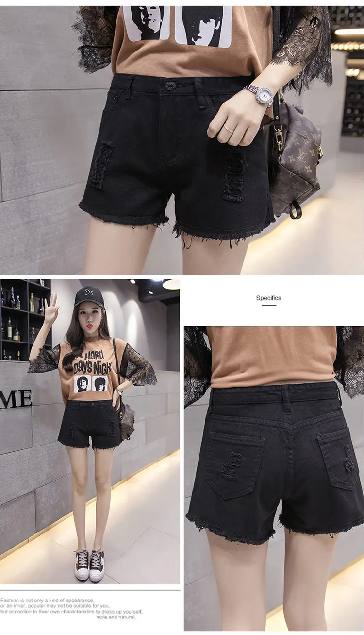With Holes Denim Shorts Women's Women JEANS Shorts