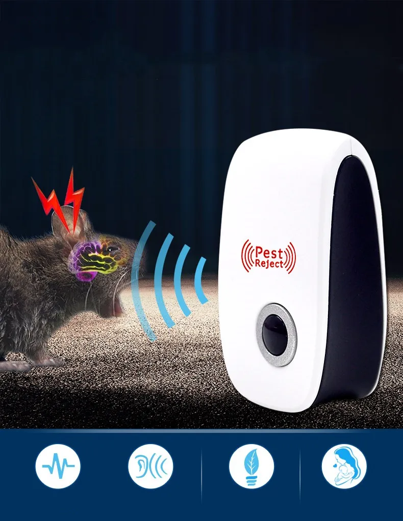 

2/4/6pcslight Ultrasonic Pest Reject Repeller Control Electronic Pest Repellent Mouse Rodent Cockroach Mosquito Insect Killer