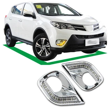 

1Set Signal Lamp for Toyota RAV4 2013~2016 Daytime Running Light DRL LED Day Light Chrome Fog Light Covers Daylight Driving