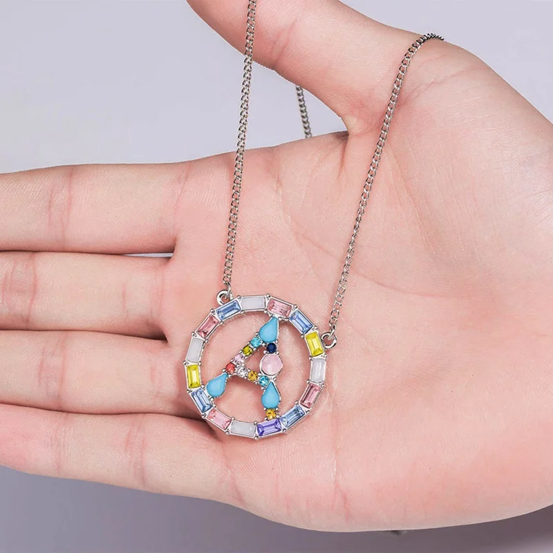 Charm 26 Alphabet pendant necklace micro pave zircon initial letter necklaces Couple Name necklace