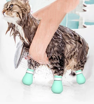 

4pcs Anti-biting Bath Washing Cat Claw Cover Cut Nails Foot Cover Paw Protector for Anti-Scratch Cat Shoes Boots Cat Paw Cover