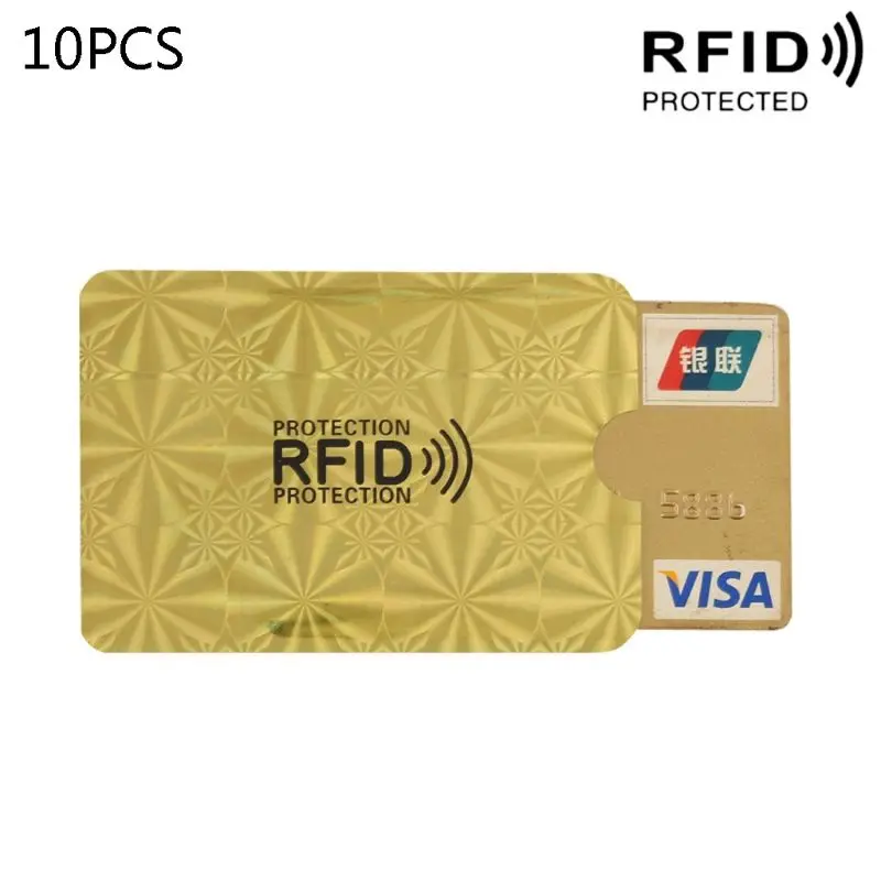 THINKTHENDO 10 шт. RFID Кредитная ID карта рукав протектор Блокировка защита от кражи - Цвет: GD1
