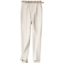 

Women Career Pant Office Lady Suit Pants Traf Straight Pants Belt Casual Ankle Length Casual Trousers Spring Chic Vintage Mujer