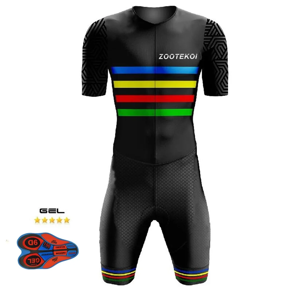 

ZOOTEKOI 2020 Men's Cycling Skinsuit Triathlon Speedsuit Trisuit Short Sleeve Speedsuit Maillot Ciclismo Running Clothing