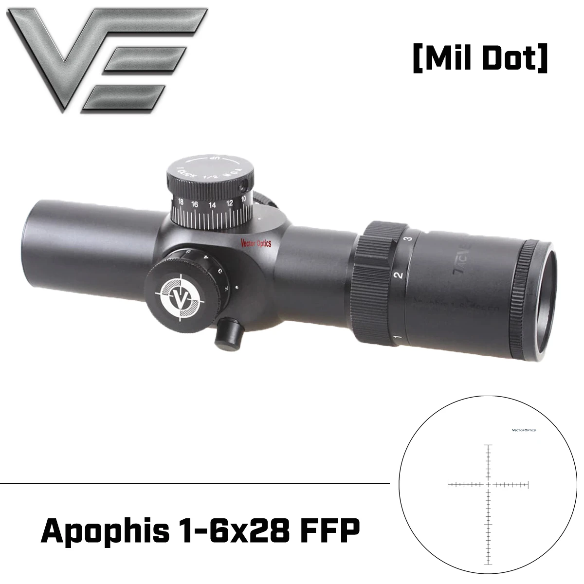 Вектор Оптика Apophis 1 6x28 FFP 35 мм тактический прицел AR15 компактный MP MOA сетка для