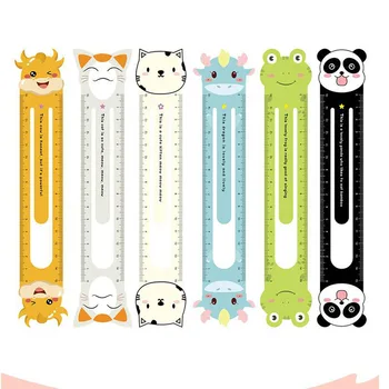 

36 Pcs/lot Cartoon Animal Magnet Ruler Bookmark Cute 15cm Measuring Drawing Tool Promotional Stationery gift school supplies