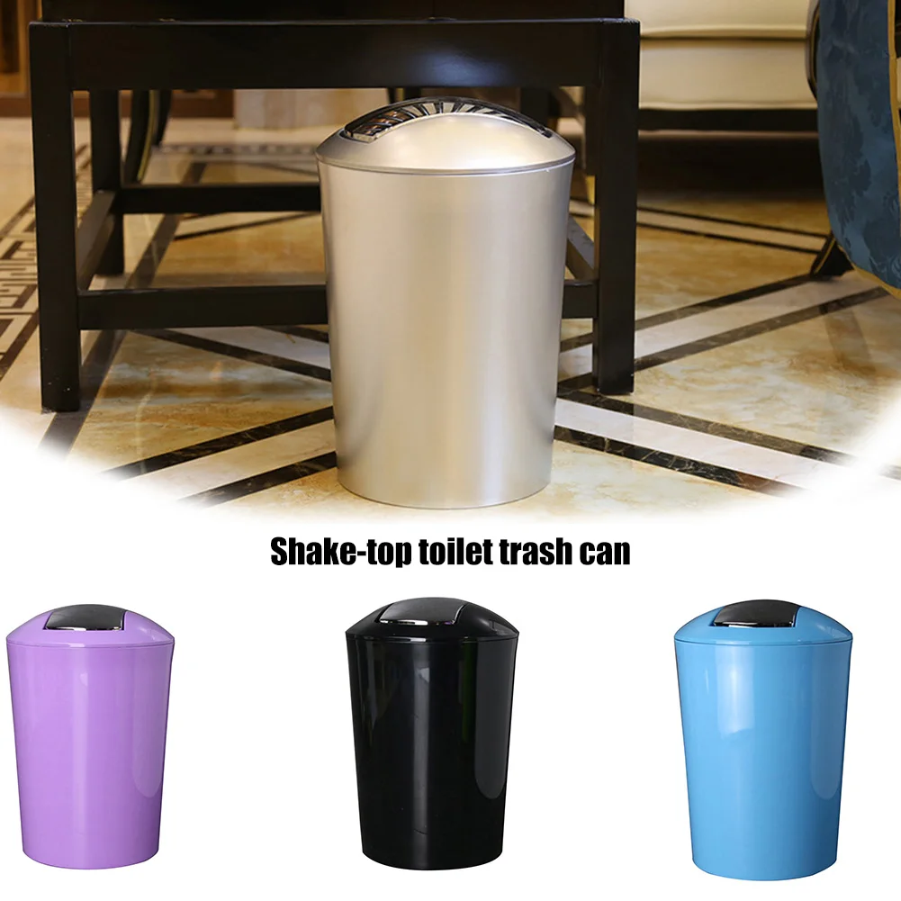 

Round Trash Can Fingerprint-Proof Plastic Garbage Container Living Room Kitchen Bathroom XH8Z