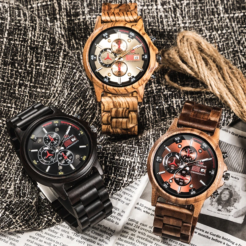 Wood Watch Men Chronograph Luxury Military Sport Watches Stylish Casual Personalized Wooden Quartz Watches Relogio Masculino - Image 4