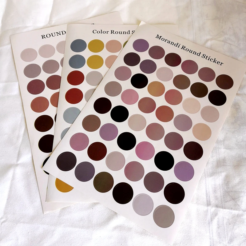 

48Pcs/sheet Wind Colour Dot Sticker Morandi Colour Earth Seal Sticker Around The Card Sticker Photo Office Supplies
