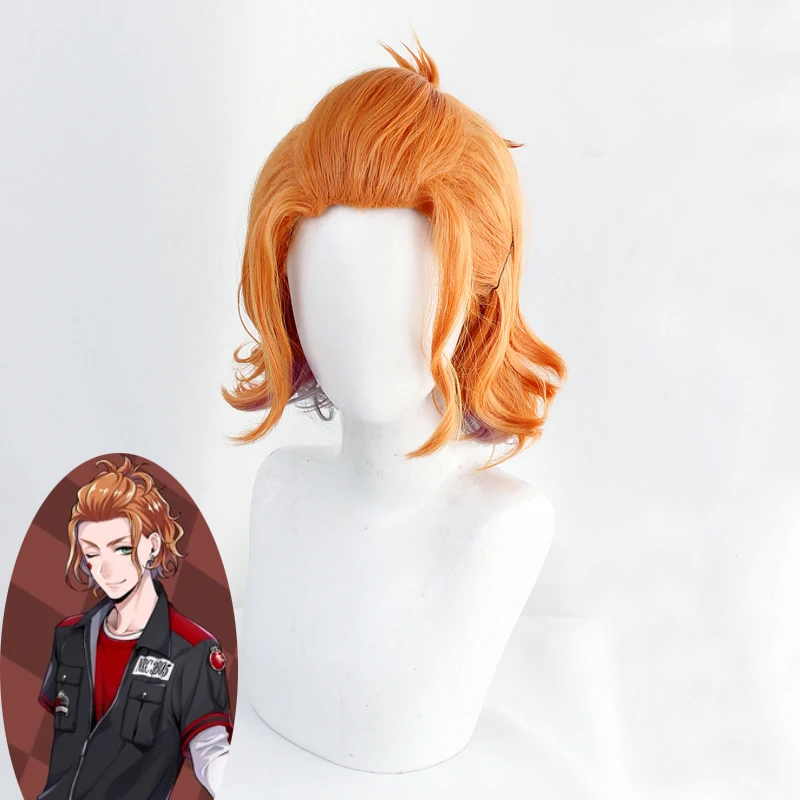 

Twisted-Wonderland Cater Diamond Cosplay Wigs Orange Short Heat Resistant Synthetic Hair Wig for Carnival Halloween Party