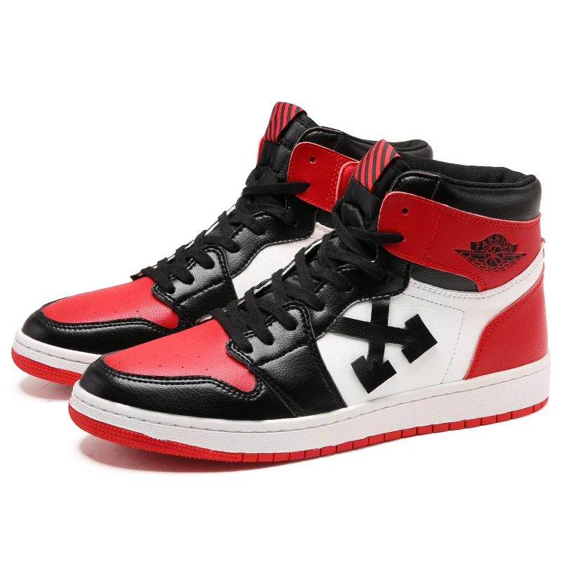 Мужские баскетбольные кроссовки AJ 1 цвета белый красный All-Star JD 1 Forces, спортивные кроссовки из натуральной кожи - Цвет: Красный