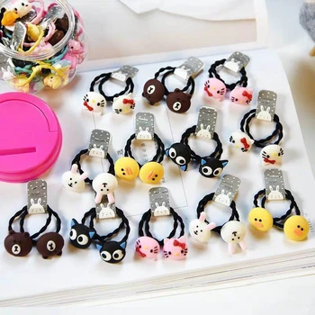 

24pcs/set Children Cartoon Elastic Hair Bands Ponytail Holder Rubber Bands Girls Cute Scrunchie Headbands Hair Accessories