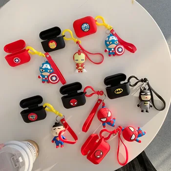 

Cartoon iron Man Spiderman Captain America Earphone Case For Apple AirPods Pro 3 Silicone Cover strap case for airpods 3 pro