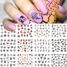  4 or 12 Designs Cute Cat Pattern Watermark Designs Nail Art Stickers Water Transfer Decals Beauty Nails For Decoration LA493-504 