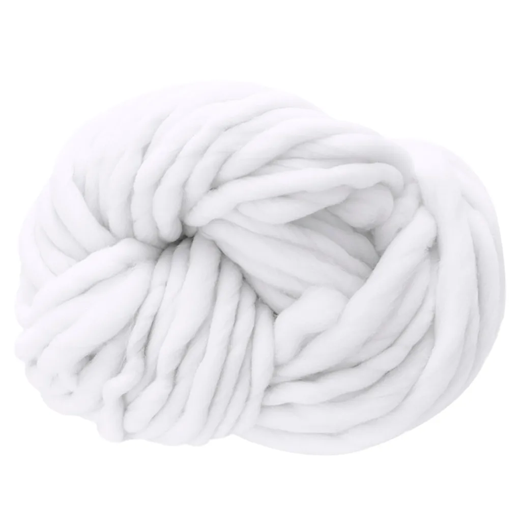 Хлопчатобумажная пряжа, толстая Мягкая шерстяная нить для вязаной шапки, шарф, свитер, толстые теплые крючки для вязания шерстью Para Tejer, пряжа для вязания - Цвет: White