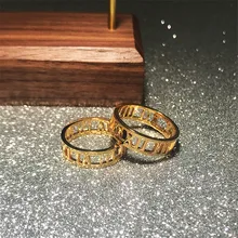 Yun ruo выдалбливают римские цифры влюбленных кольцо из розового золота цвет женский подарок модные титановые стальные ювелирные изделия никогда не выцветают Прямая