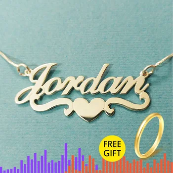 

Heart With Personalized Name Necklace & Pendants For Women Custom Letter Jewelry Stainless Steel Gold Filled Bridesmaid Gifts