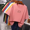 Hirsionsan Kawaii Summer T Shirt Women 2022 New O Neck Oversized Tees 100% Cotton Loose Tees Soft Casual Female Tops 7 Colors ► Photo 2/6