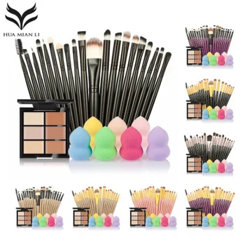 

makeup brushes Set +6 Colors Concealer Palette maquiagem Puff Face Contour concealer Cosmetic Make Up Tools Brushes for make-up