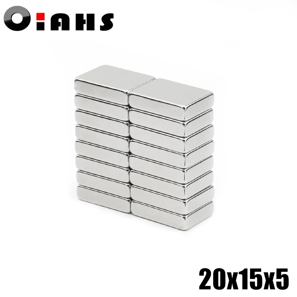 Неодимовый магнит 20x15x5 50 шт. 20*15*5 мм N35 NdFeB блок сверхмощный сильный постоянный