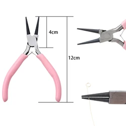 Charming Pink Anti-Slip Handle Jewelry Pliers Kit for DIY Crafting and Needlework (Round Nose Plier)