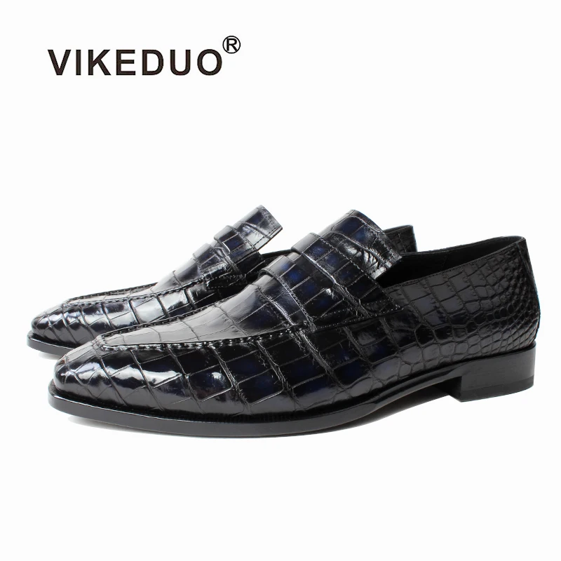 Vikeduo 2020 клетчатая крокодиловая кожаная обувь для мужчин повседневная винтажная