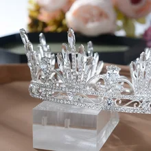 Hg483 Европейский Стиль сплав круглая корона барокко Королева Корона Белый Искусственный бриллиант невесты головной убор