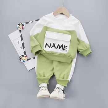 

2020 Kids Boys Fall Clothes Set Toddler Girls Sportswear Fashion Patchwork Baby Boy T Shirt + Pants 1 2 3 4Y Baby Tracksuit