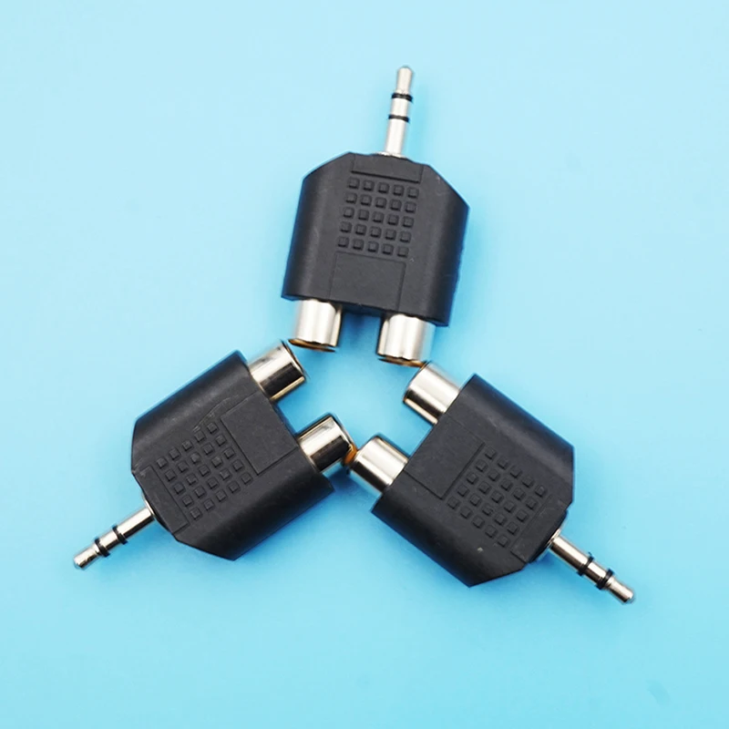 50Pcs/lot 3.5mm 3 Pole Male Plug To 2 RCA Female Jack 3.5 Audio Stereo Connector Dual Lotus Converter Headset Black | Обустройство
