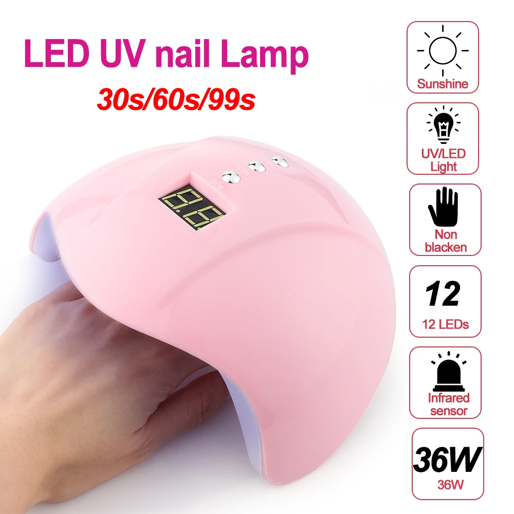 CE Certification sèche ongles LED lampe UV 24W pour tous les Gels 12 Led s lampe  UV pour Machine à ongles durcissement 30s/60s/99s minuterie USB connecteur  | AliExpress