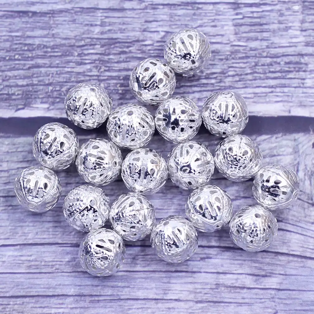 1000Pcs Spacer Loose Beads Round Alloy Ball Flower Hollow Mixed For Charm Necklace Jewelry DIY Findings