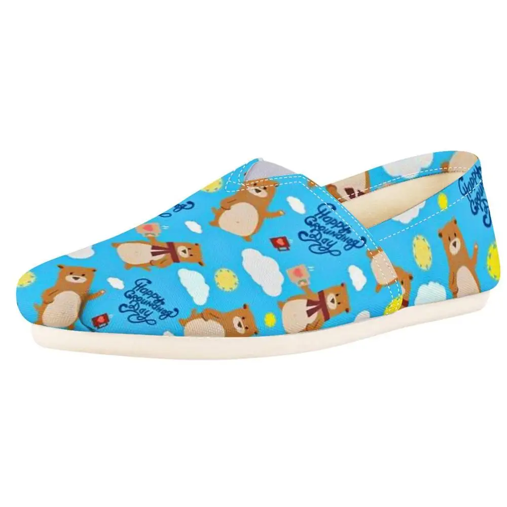 

HYCOOL Lovely Cartoon Animal Cat Bear Dog Corgi Print Women Slacker Shoes Student Girls Canvas Loafers Ladies Slip-on Footwear