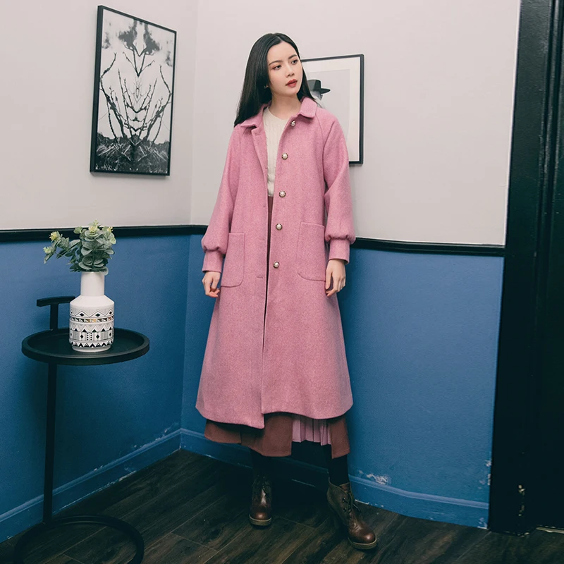 Women Wool Blends Coat(158) Shall Not Lower Coats Outerwear Elegant Powder 8159