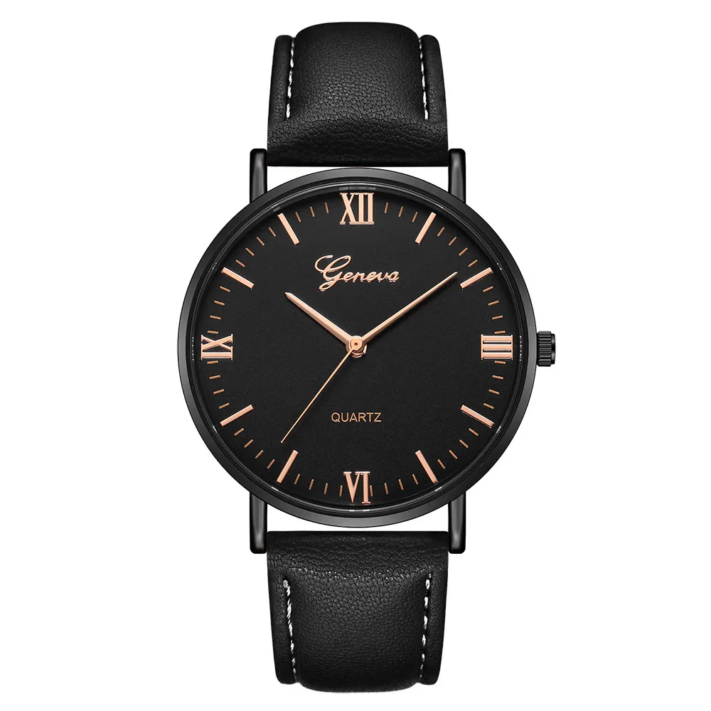 Geneva мужские часы классические роскошные кожаные часы из нержавеющей стали аналоговые Кварцевые аналоговые наручные часы Женское платье relogio masculino - Цвет: K
