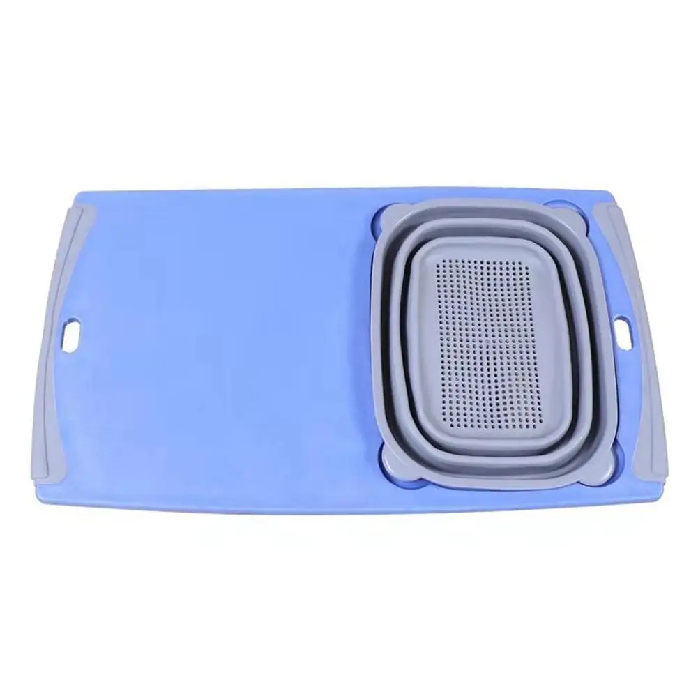 

3 In 1 Collapsible Folding Cutting Board Sink Drain Basket Washable Vegetable Basin Kitchen Chopping Accessories