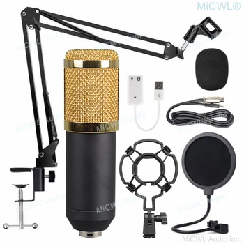 Kaufen MiCWL X800 Netzwerk Live Karaoke PC Singen Studio Aufnahme Mikrofon Kondensator Mikrofone Microfone Mit Shock Mount Schreibtisch Unterstützung Gold
