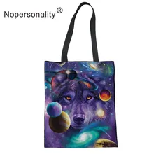 Сумки с 3D-принтом волка для женщин, складные сумки через плечо для девочек, повседневные холщовые сумки на заказ