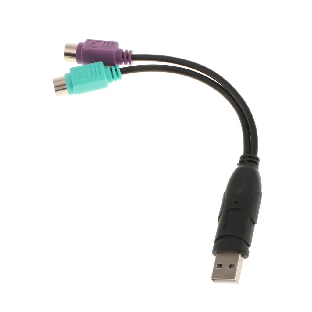 USB Male to 2x PS2 PS/2 Female Port Adapter Cable Cord for PC Mouse Keyboard