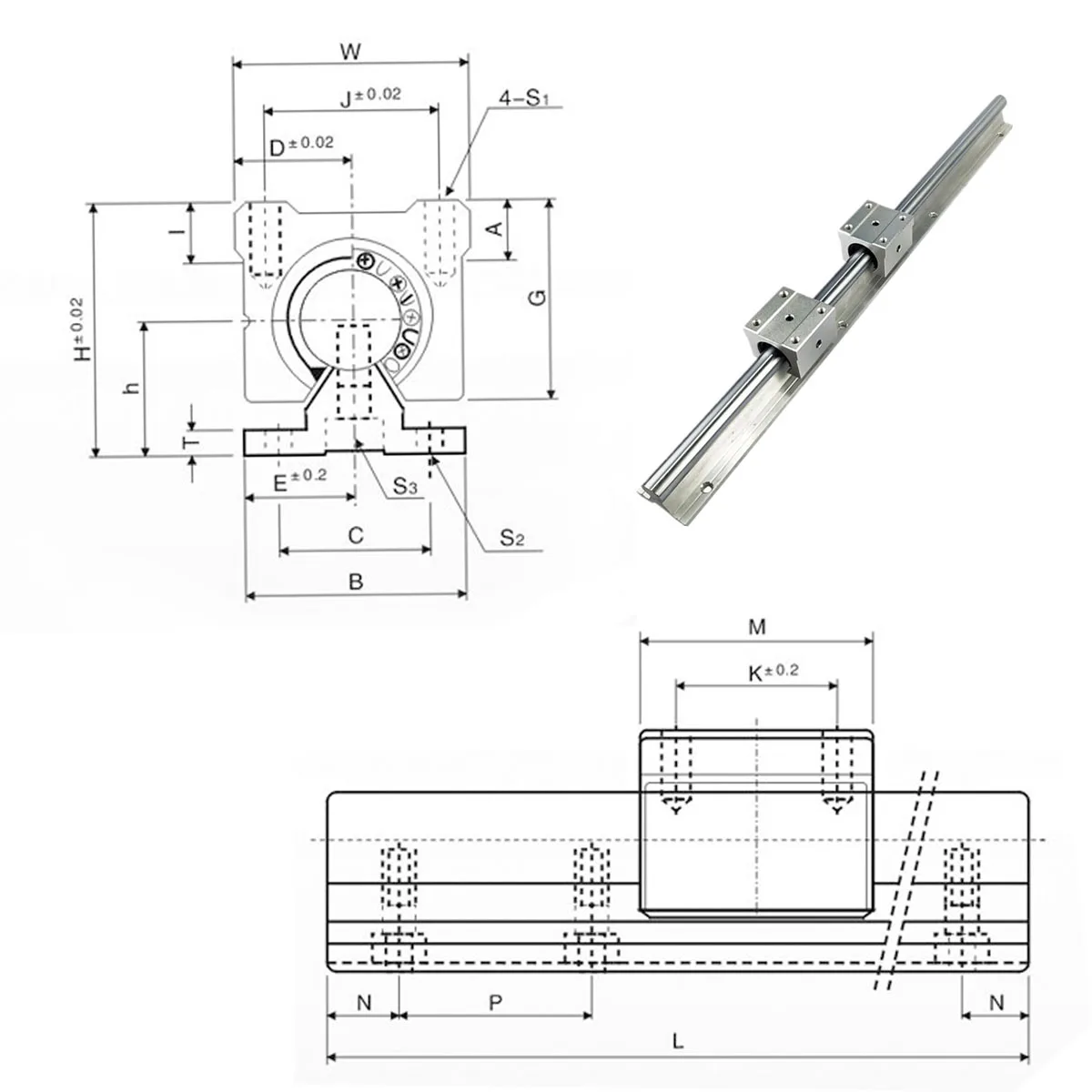 2x SBR20 Linearführung 200–4500mm + 4x SBR20UU Lagerblock – Linearwelle, Stahl