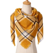 2021 new Cashmere Scarf For Women Plaid Knitted Triangle Pashmina Winter Warm Shawl Wraps Bufanda Female Soft Neck Echarpe