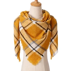 2021 new Cashmere Scarf For Women Plaid Knitted Triangle Pashmina Winter Warm Shawl Wraps Bufanda Female Soft Neck Echarpe
