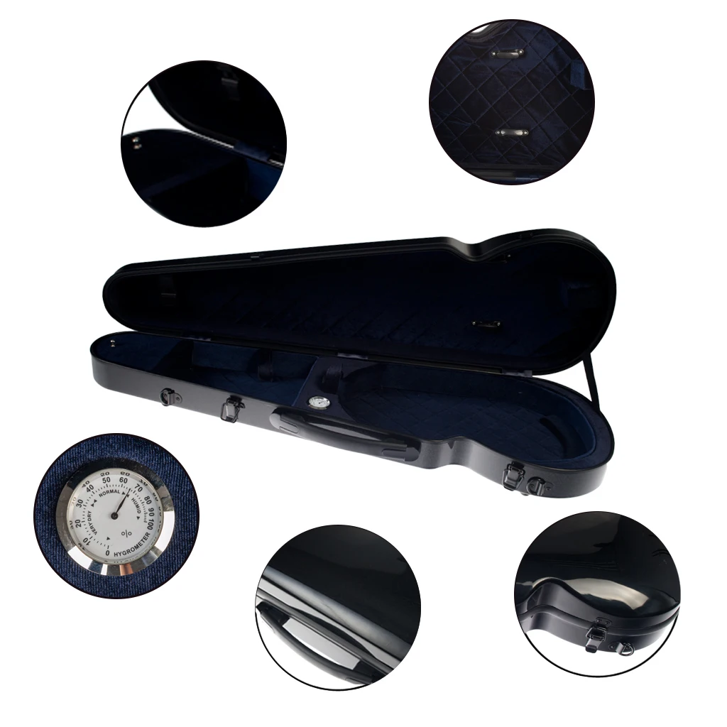 

4/4 Full Size Violin Case Professional Violin Hard Case Triangular Shape, Thick Padded Protection, Black