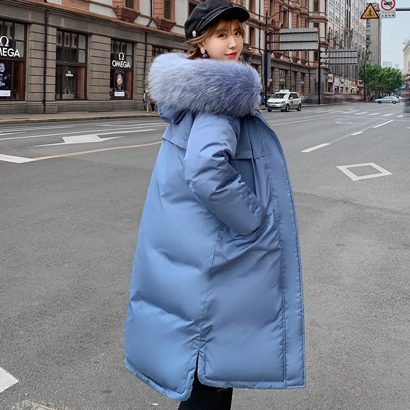 

-25 degrees winter women long jackets parkas both side wear Thick warm big fur collar jacket coats Casual female winter outwear