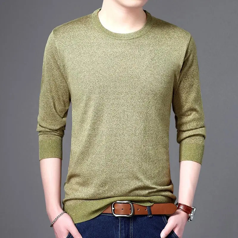 HISTREX brand social cotton thin men's pullover sweaters casual crocheted striped knitted sweater men masculino clothes - Цвет: 1801Green