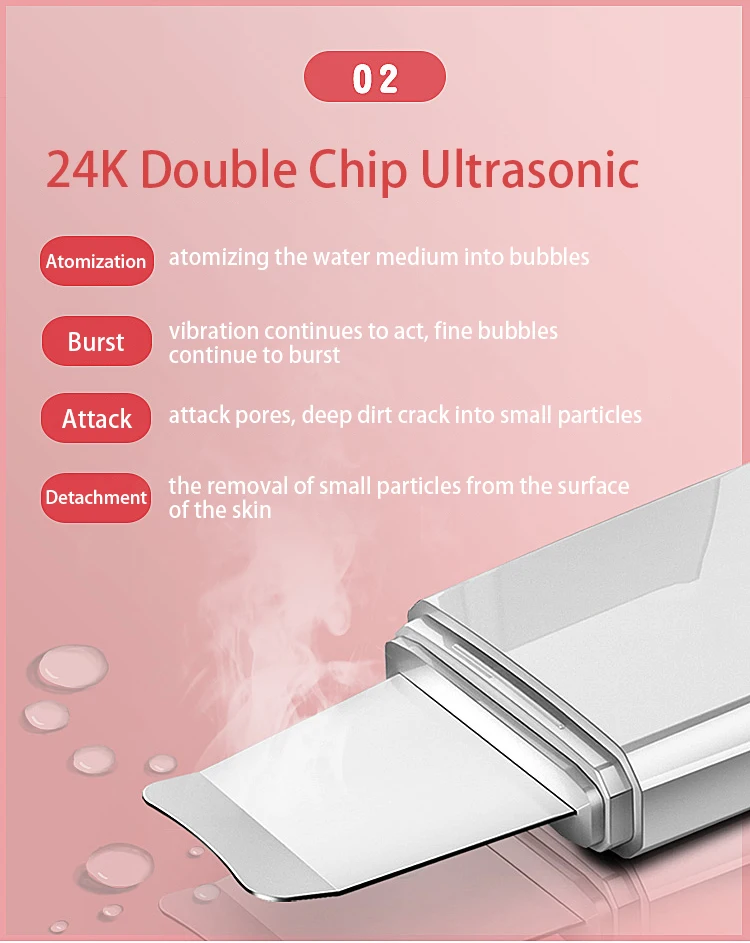 Ultrasonic Face Skin Cleaning Remover Blackhead Acne Pore Cleaning Exfoliating Facial Lifting Facial Scrubber Shovel Clean