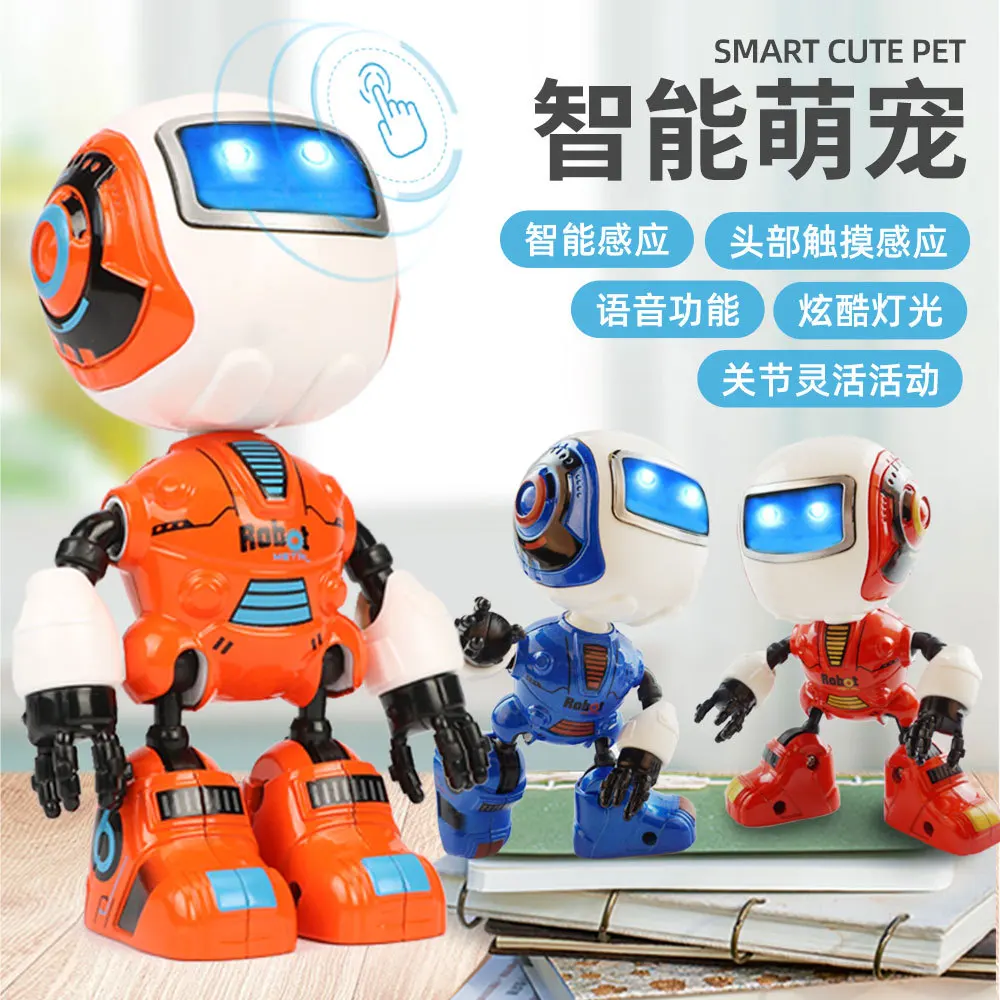 

Smart Alloy Robot Sound Making Shining Touch Sensitive Mini Anime Garage Kit Model Children Early Education Toy