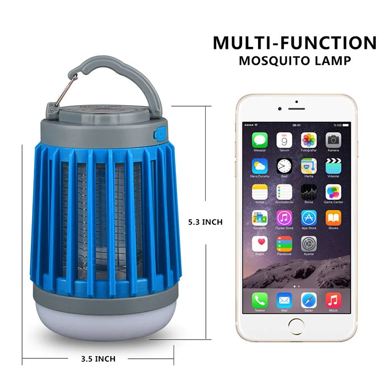 Portable Mosquito Fly Killer Camp Lamp IP67 Waterproof LED Tent Light Mosquito Trap Lamp Bug Zapper Outdoor Camping Lantern