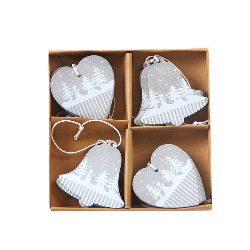 Silver Wooden Christmas Tree decorations Pendants Articles For Chirstmas Hanging Ornaments Xmas New Year deco noel Decor Star Angel - Цвет: Silver